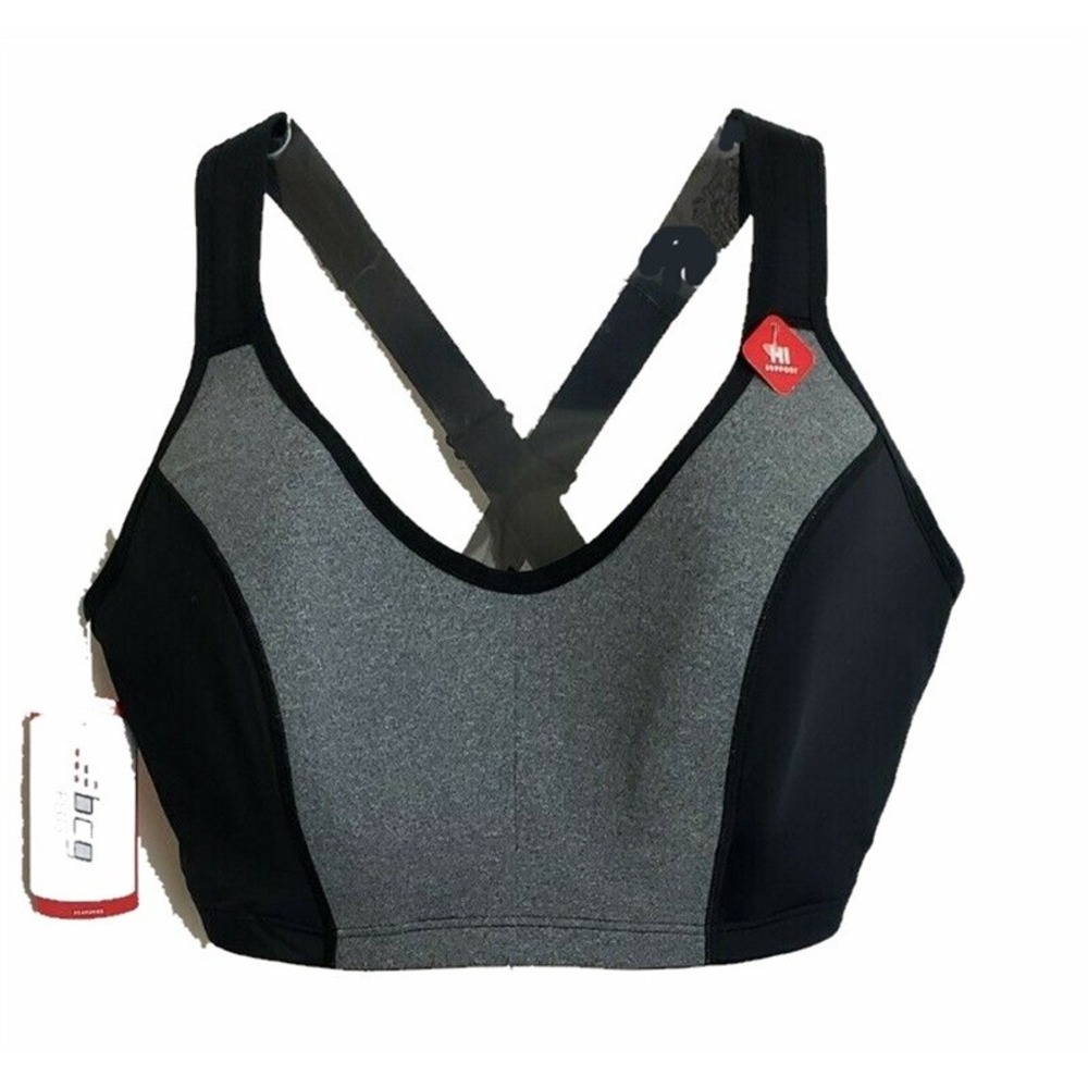 NWTD BCG 44DD Training High Impact Support Underwire Sports Bra Black Grey 94522
